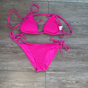 Lucky, Hot Pink Textured Bikini